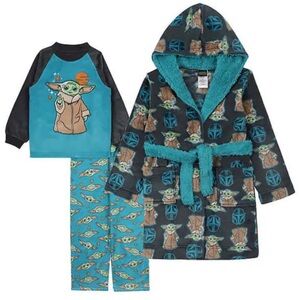 NWT Star Wars Kids Boys 2-piece Pajamas with Robe GREEN - size 3T winter cozy